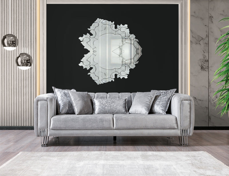 Santana Silver Velvet Sofa & Loveseat - SANTANASILVER-SL