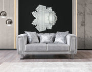 Santana Silver Velvet Sofa & Loveseat - SANTANASILVER-SL