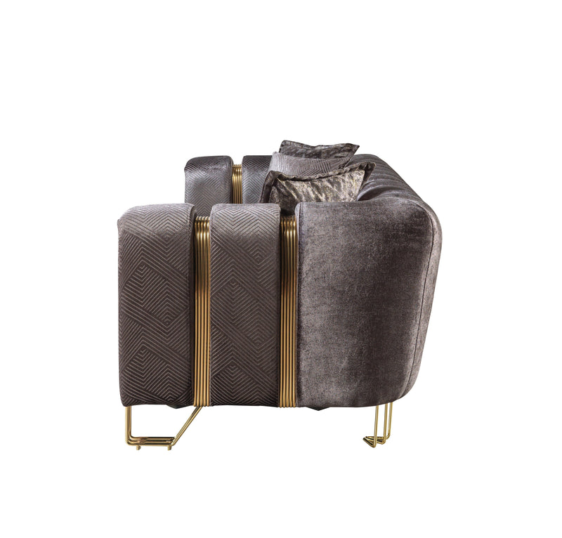 Santana Smoke Velvet Sofa & Loveseat - Gate FurnitureLiving Room Set