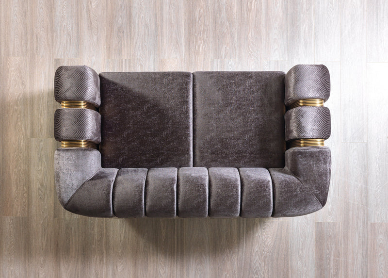 Santana Smoke Velvet Sofa & Loveseat - Gate FurnitureLiving Room Set