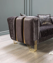Santana Smoke Velvet Sofa & Loveseat - Gate FurnitureLiving Room Set