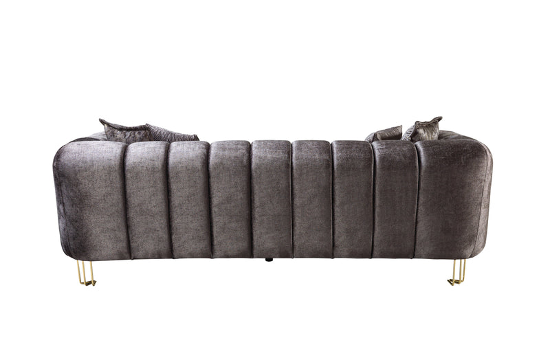 Santana Smoke Velvet Sofa & Loveseat - Gate FurnitureLiving Room Set