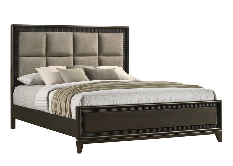 Saratoga Brown Queen Upholstered Panel Bed - Gate FurnitureQueen Bed