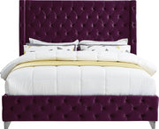 Savan Velvet King Bed Purple - Gate FurnitureKing Bed