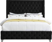 Savan Velvet Queen Bed Black - Gate FurnitureQueen Bed