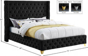 Savan Velvet Queen Bed Black - Gate FurnitureQueen Bed