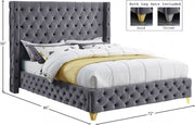 Savan Velvet Queen Bed Grey - Gate FurnitureQueen Bed