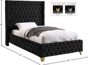 Savan Velvet Twin Bed Black - Gate FurnitureTwin Bed