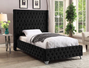 Savan Velvet Twin Bed Black - Gate FurnitureTwin Bed