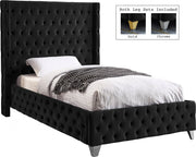 Savan Velvet Twin Bed Black - Gate FurnitureTwin Bed