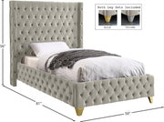 Savan Velvet Twin Bed Cream - Gate FurnitureTwin Bed