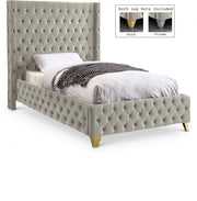 Savan Velvet Twin Bed Cream - Gate FurnitureTwin Bed