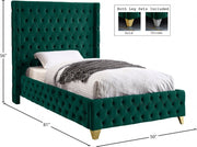 Savan Velvet Twin Bed Green - Gate FurnitureTwin Bed