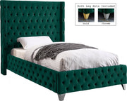 Savan Velvet Twin Bed Green - Gate FurnitureTwin Bed