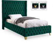 Savan Velvet Twin Bed Green - Gate FurnitureTwin Bed