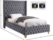 Savan Velvet Twin Bed Grey - Gate FurnitureTwin Bed