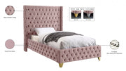 Savan Velvet Twin Bed Pink - Gate FurnitureTwin Bed