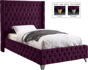 Savan Velvet Twin Bed Purple - Gate FurnitureTwin Bed