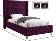 Savan Velvet Twin Bed Purple - Gate FurnitureTwin Bed