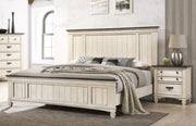 Sawyer Antique White - Brown King Panel Bed - Gate FurnitureKing Bed