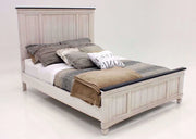 Sawyer Antique White - Brown Queen Panel Bed - Gate FurnitureQueen Bed