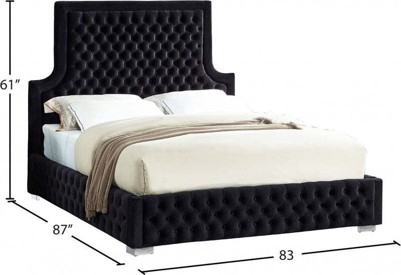 Sedona Velvet King Bed Black - Gate FurnitureKing Bed