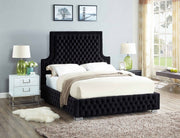 Sedona Velvet Queen Bed Black - Gate FurnitureQueen Bed