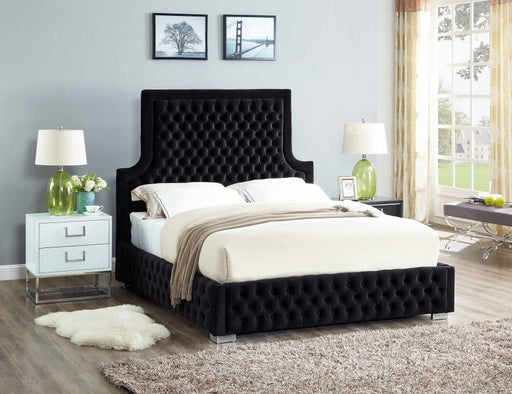 Sedona Velvet Queen Bed Black - Gate FurnitureQueen Bed