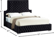 Sedona Velvet Queen Bed Black - Gate FurnitureQueen Bed