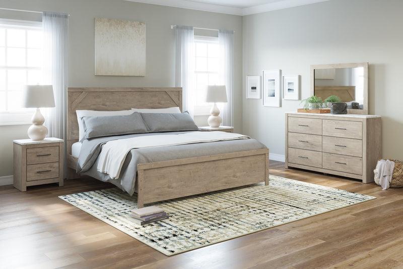 Senniberg Light Brown - White King Panel Bed - Gate FurnitureKing Bed