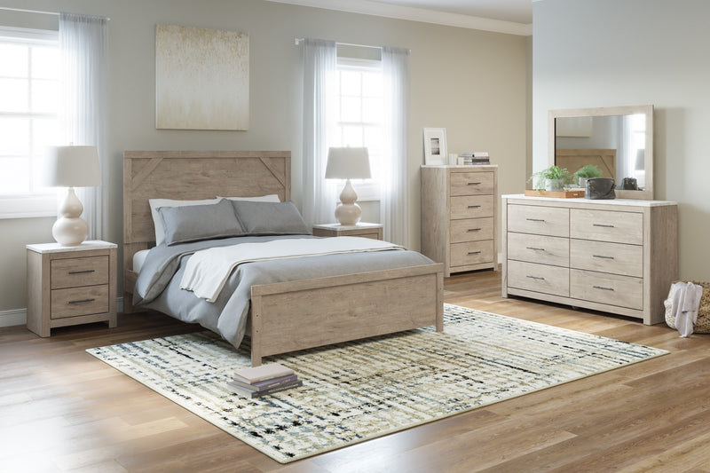 Senniberg Light Brown - White Queen Panel Bed - Gate FurnitureQueen Bed