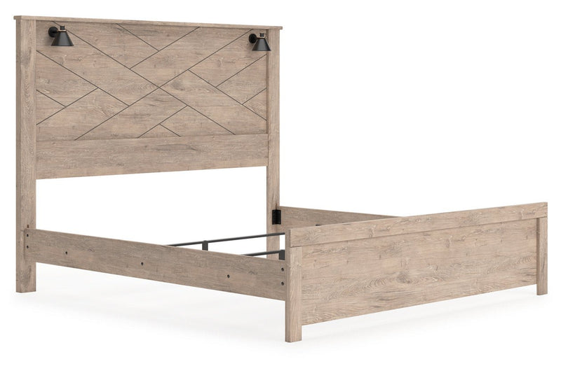Senniberg Light Brown/White King Panel Bed - Gate FurnitureKing Bed