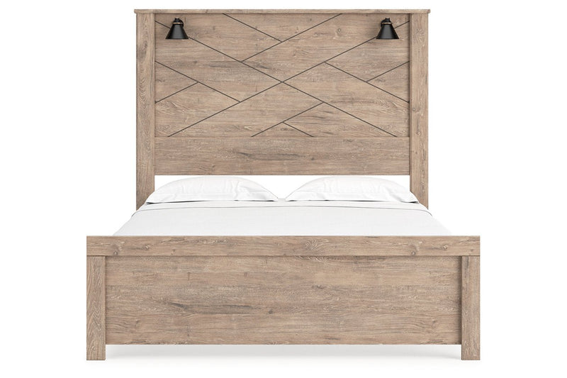 Senniberg Light Brown/White Queen Panel Bed - Gate FurnitureQueen Bed