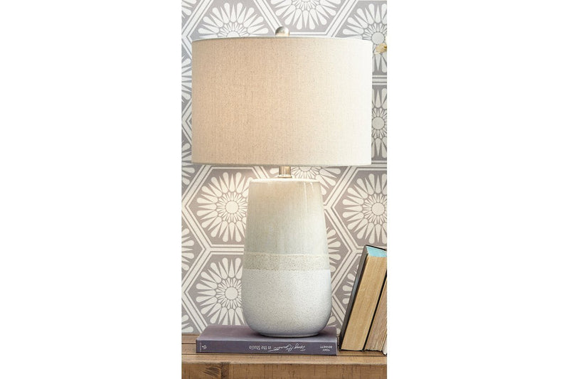 Shavon Beige/White Table Lamp - Gate FurnitureTable Lamp