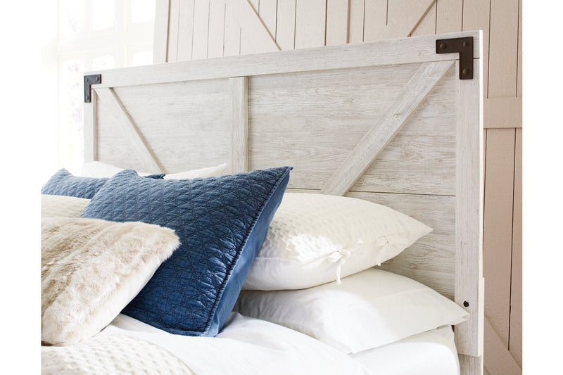 Shawburn White/Dark Charcoal Gray Queen Crossbuck Panel Platform Bed - Gate FurnitureQueen Bed