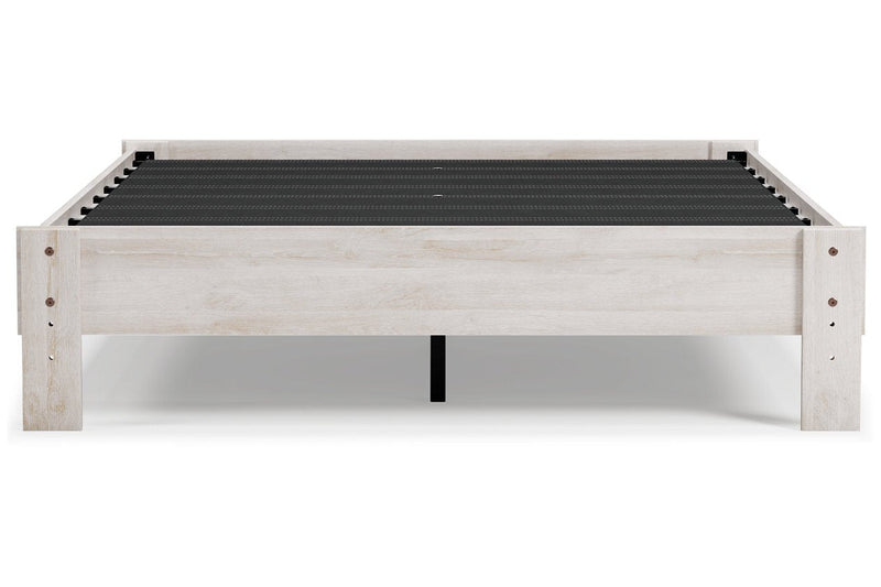 Shawburn Whitewash Queen Platform Bed - Gate FurnitureQueen Bed