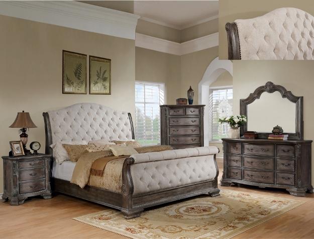 Sheffield Antique Gray King Sleigh Bed - Gate Furniture