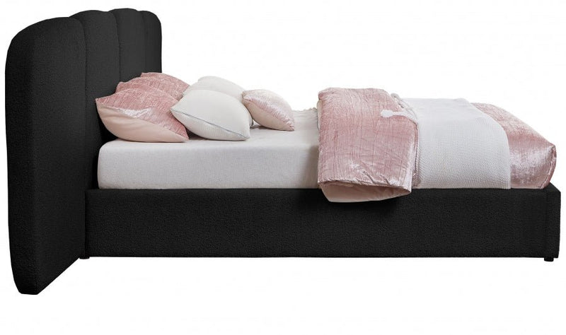 Shiloh Boucle Fabric King Bed (3 Boxes) Black - Gate FurnitureKing Bed