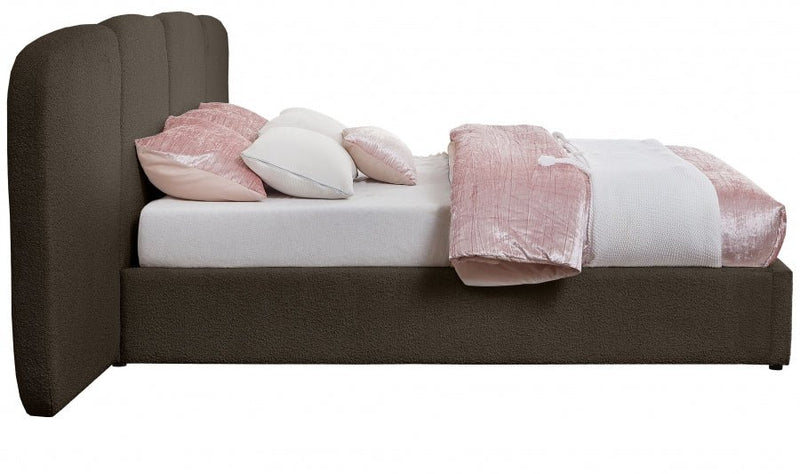 Shiloh Boucle Fabric King Bed (3 Boxes) Brown - Gate FurnitureKing Bed