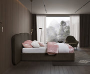 Shiloh Boucle Fabric King Bed (3 Boxes) Brown - Gate FurnitureKing Bed