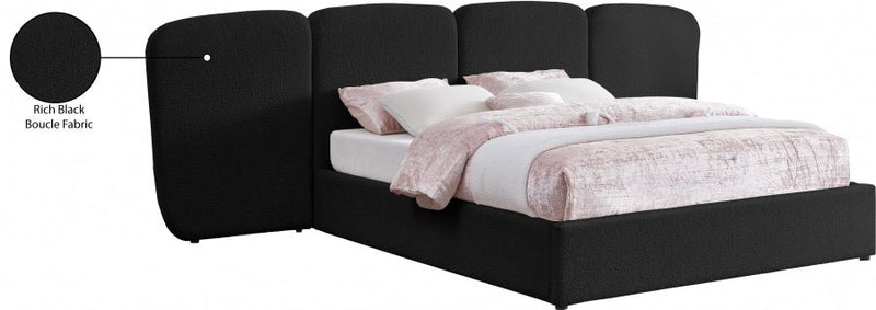 Shiloh Boucle Fabric Queen Bed (3 Boxes) Black - Gate FurnitureQueen Bed