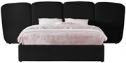Shiloh Boucle Fabric Queen Bed (3 Boxes) Black - Gate FurnitureQueen Bed
