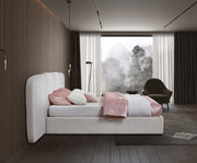 Shiloh Boucle Fabric Queen Bed (3 Boxes) Cream - Gate FurnitureQueen Bed