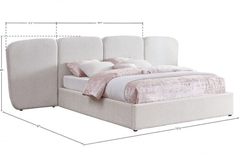 Shiloh Boucle Fabric Queen Bed (3 Boxes) Cream - Gate FurnitureQueen Bed