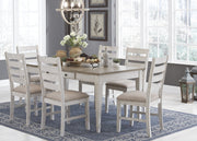 Skempton White - Light Brown Dining Room Set - Gate FurnitureDining Room Set