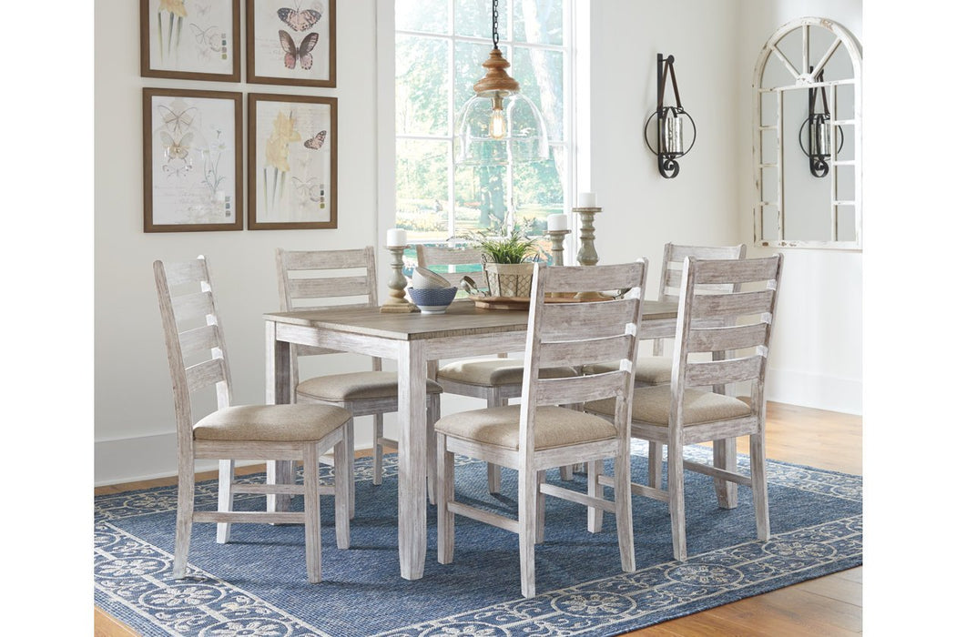 Skempton White/Light Brown Dining Table and Chairs (Set of 7) - D394-425 - Gate Furniture
