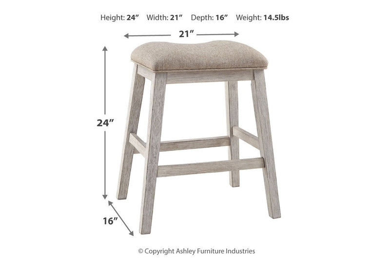 Skempton White/Light Brown Counter Height Bar Stool (Set of 2) - Gate FurnitureBarstool