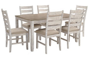 Skempton White/Light Brown Dining Table and Chairs (Set of 7) - Gate FurnitureDining Room Set