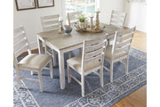 Skempton White/Light Brown Dining Table and Chairs (Set of 7) - Gate FurnitureDining Room Set