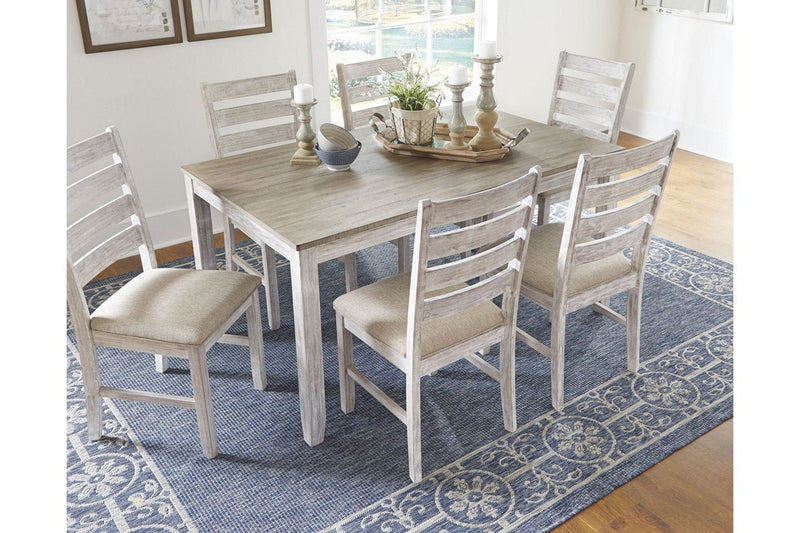 Skempton White/Light Brown Dining Table and Chairs (Set of 7) - Gate FurnitureDining Room Set